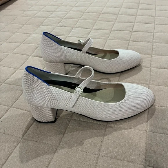 Rothy’s Ballerina Pink Mary Jane Block Heels. SHOES ARE PINK, NOT WHITE! - Picture 3 of 10